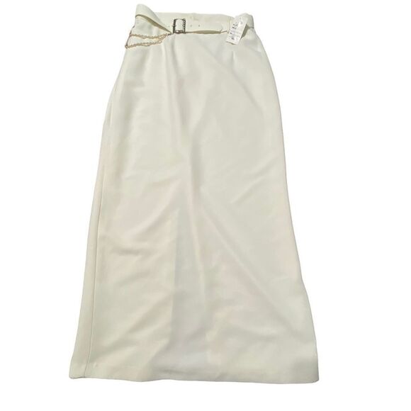 JOSEPH RIBKOFF white skirt with belt and dangled pearls - Picture 1 of 7